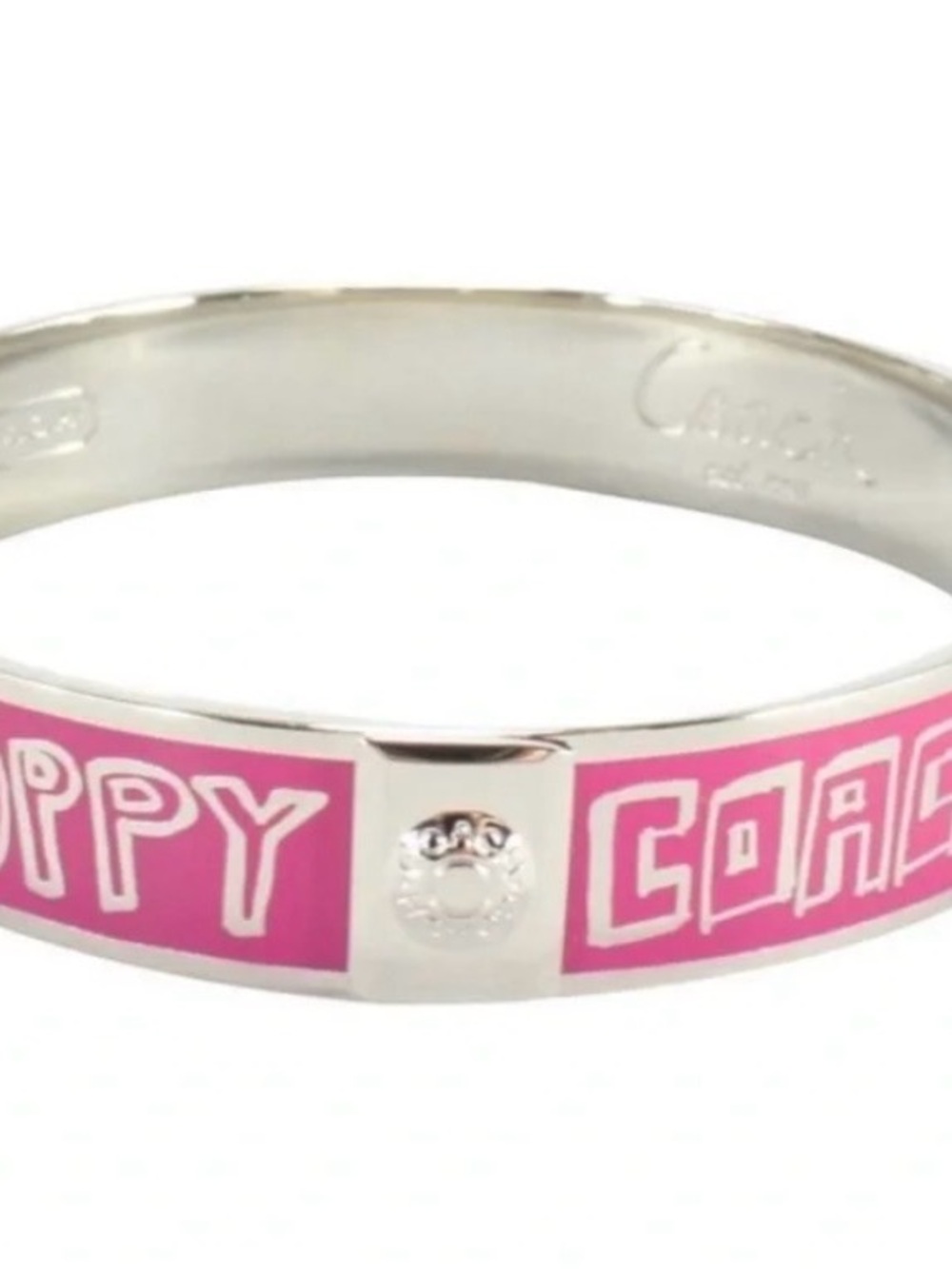Coach Poppy est 1941  Y2K Pink Fuchsia Enamel Silver Bangle Bracelet - Picture 11 of 14